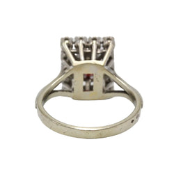 "Entourage" Ring in White Gold, Garnet, and Diamonds