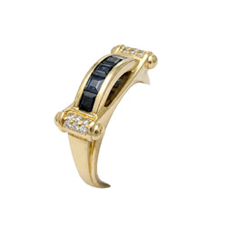 Yellow Gold Bangle Ring with Sapphires and Diamonds