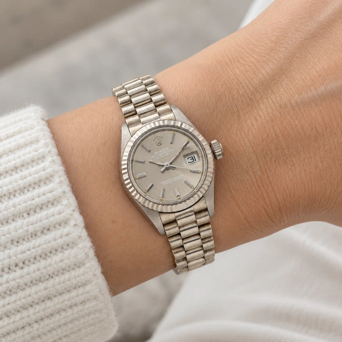 ROLEX “Lady-Datejust” Watch in White Gold