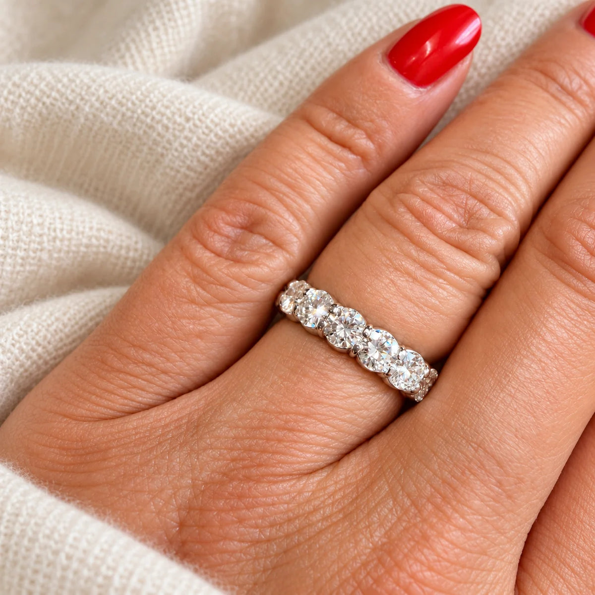 White Gold and Diamond Wedding Band