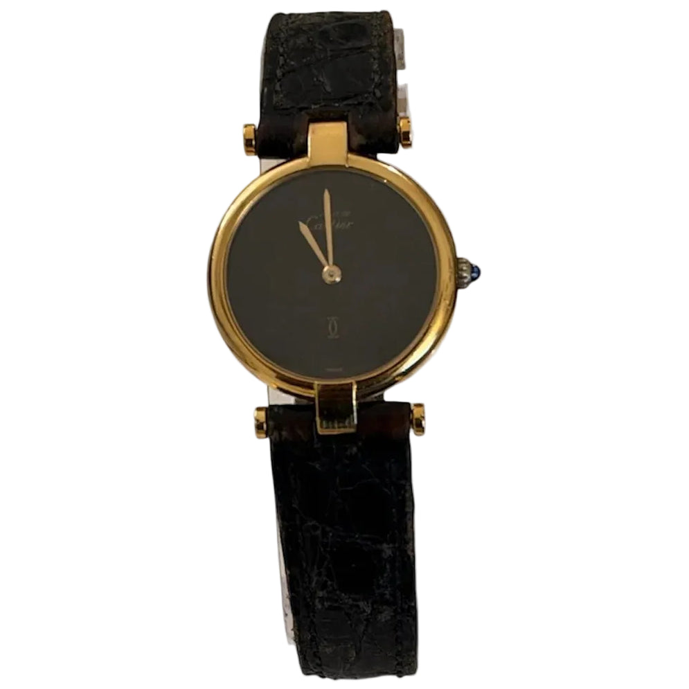 CARTIER "Must Vendôme" Watch in Vermeil and Leather