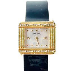 POIRAY "Ma Première 16/9" Watch in yellow gold, Mother-of-pearl, diamonds, and leather