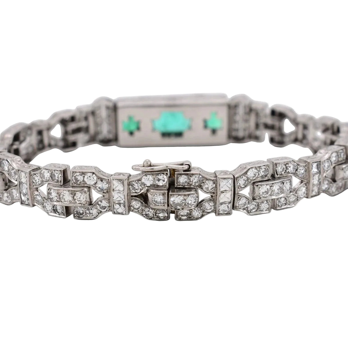 Art Deco bracelet in platinum, emeralds, and diamonds