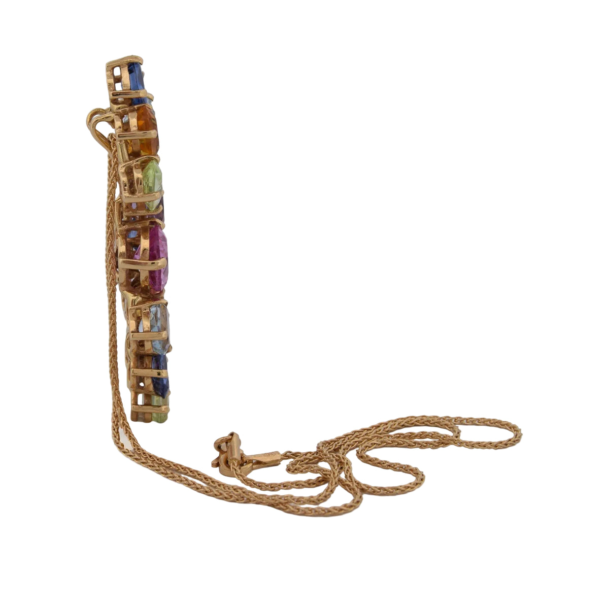 Collier Pendentif TREA en or jaune, aigue-marine, topaze, quartz citrine, tourmaline, aventurine et diamants