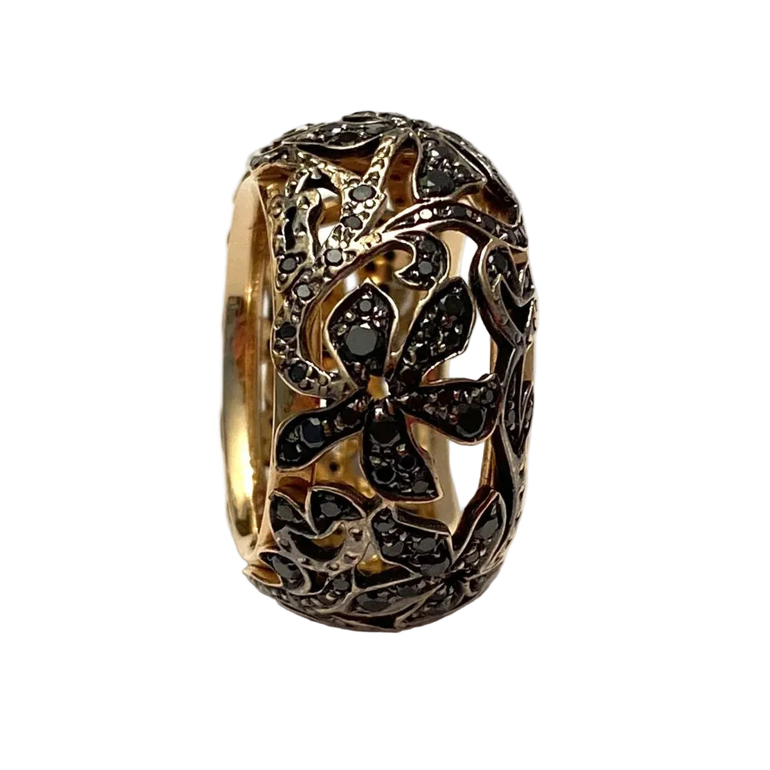 POMELLATO "Arabesque" Band Ring in rose gold and diamonds