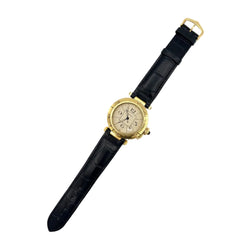CARTIER "Pasha" Watch in Yellow Gold and Leather