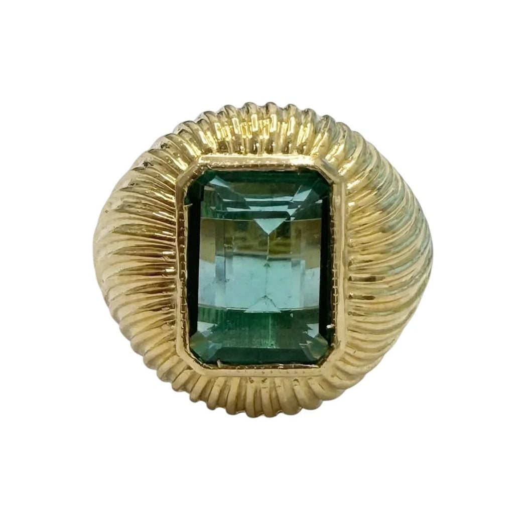 Yellow Gold and Emerald Dome Ring