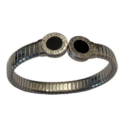 BULGARI "Bvlgari Bvlgari" Bangle Bracelet in Stainless Steel and Onyx