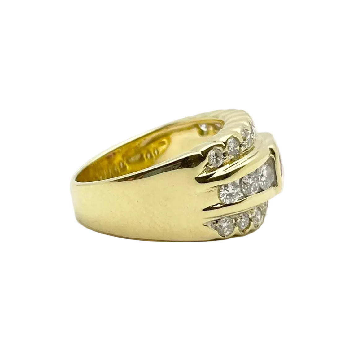 Band Ring in Yellow Gold, Rubies, and Diamonds