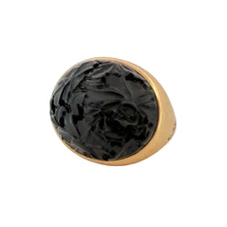 POMELLATO "Victoria Jet" Cocktail Ring in yellow gold, jet, and diamond