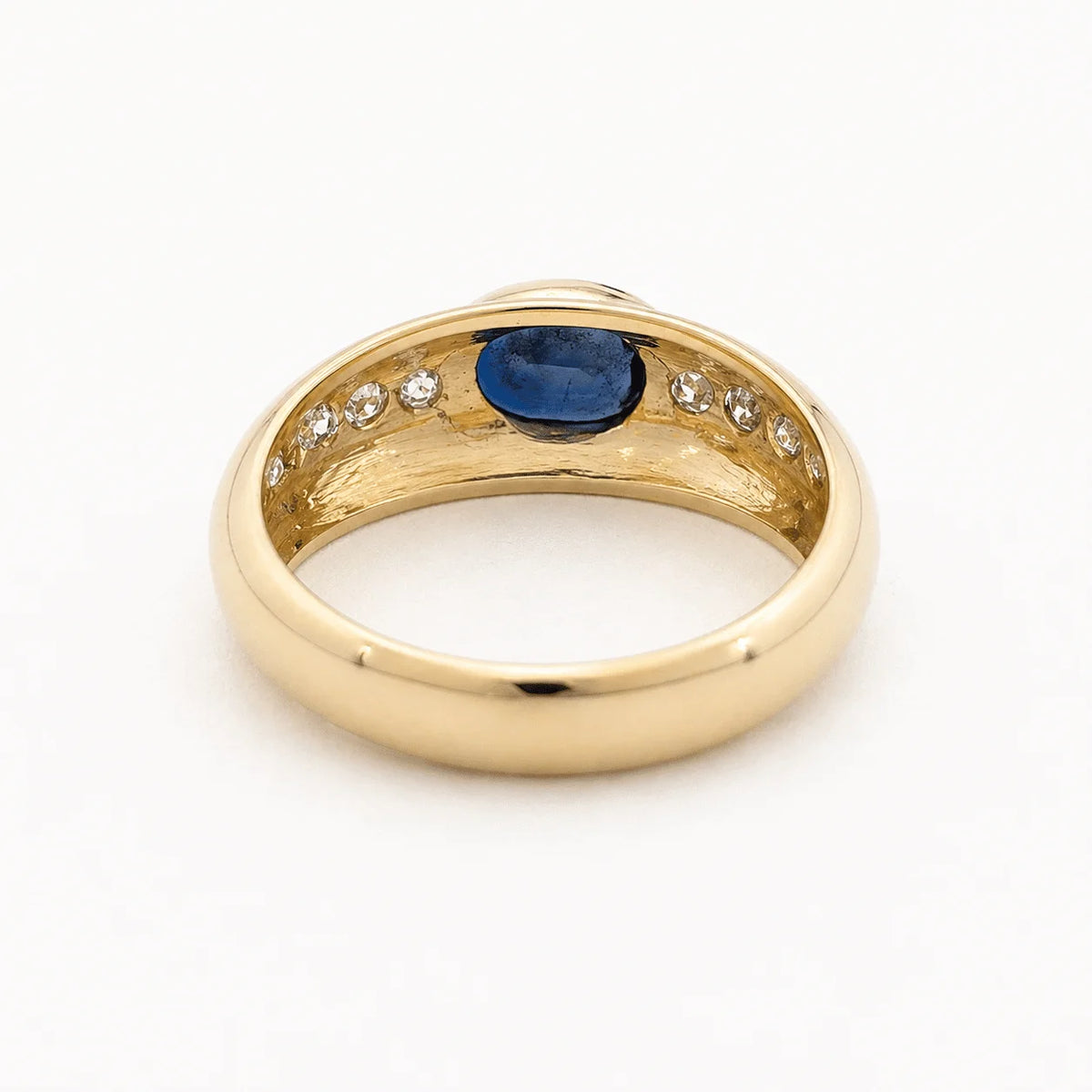 Yellow Gold Bangle Ring with Sapphire and Diamonds