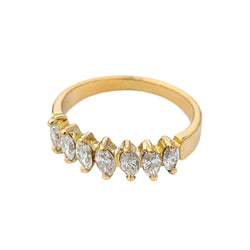 Yellow Gold Wedding Band with Marquise-Cut Diamonds