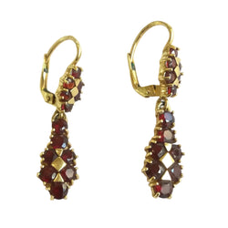 Yellow Gold Garnet Chandelier Earrings