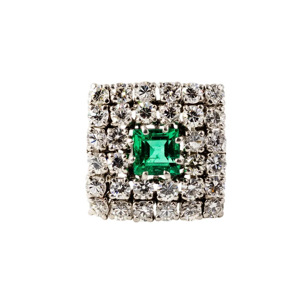 Entourage Ring in Platinum, Emerald, and Diamonds