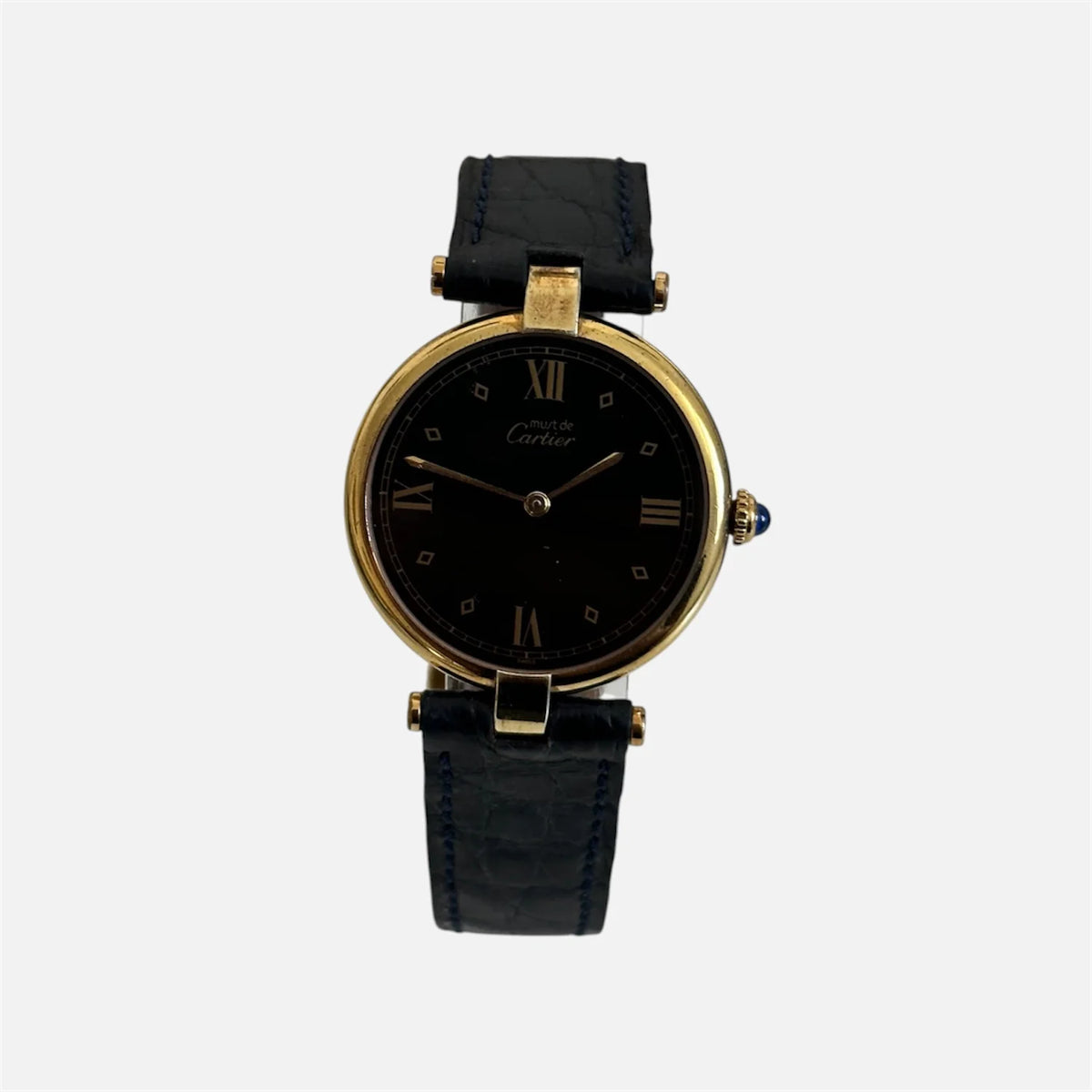 CARTIER "Must de Vendôme" watch in Vermeil and leather