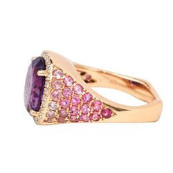 Cocktail Ring in Rose Gold with Amethyst, Tourmalines, and Diamonds