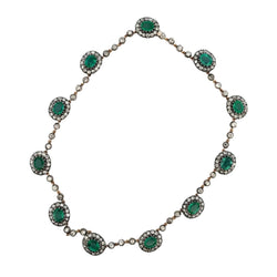 "Rivière" Necklace with Emeralds and Diamonds