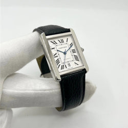 CARTIER "Tank Solo XL" Watch in Steel and Leather