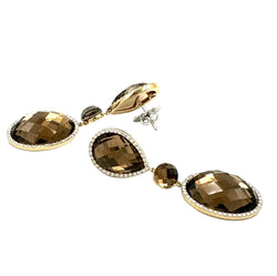 ROBERTO COIN Drop Earrings in yellow gold, Quartz, and Diamonds