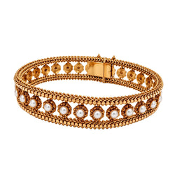 Flexible Yellow Gold Bracelet with Pearls
