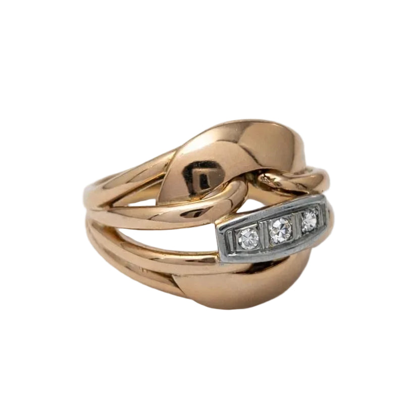 Dome Ring in Rose Gold and Diamonds