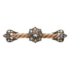 Brooch made of yellow gold, silver, and diamonds