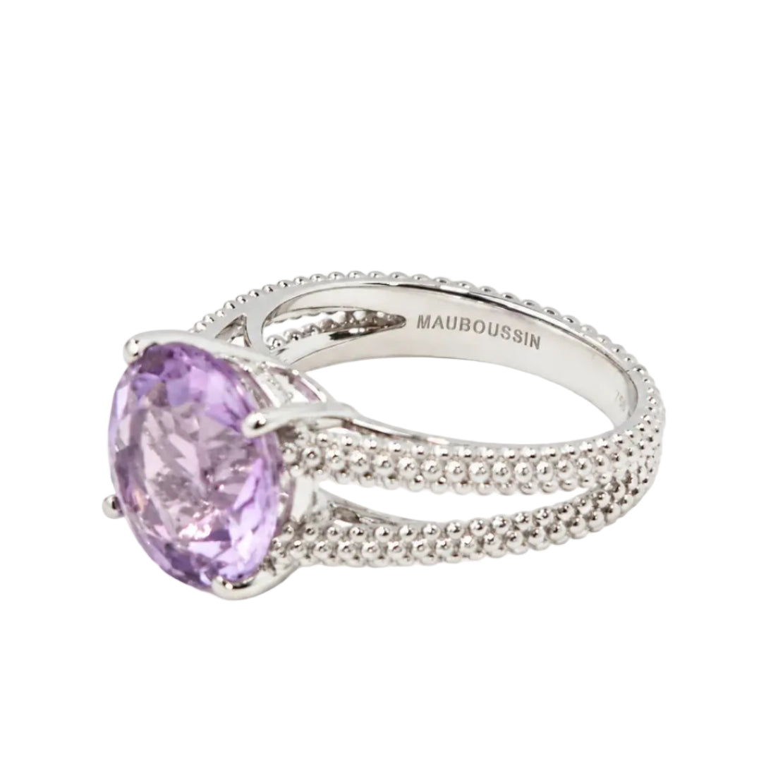 MAUBOUSSIN "Chanson d'amour" Solitaire Ring in white gold, Amethyst, and Diamonds