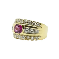 Band Ring in Yellow Gold, Rubies, and Diamonds