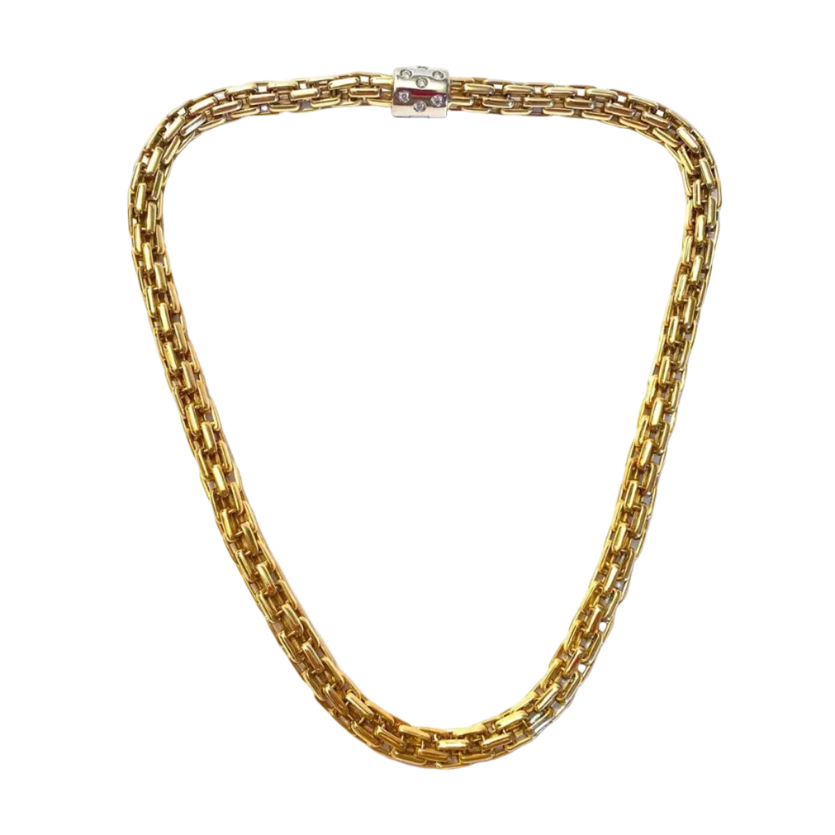 POMELLATO Link Necklace in white gold, yellow gold, and diamonds