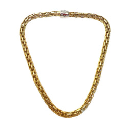 POMELLATO Link Necklace in white gold, yellow gold, and diamonds