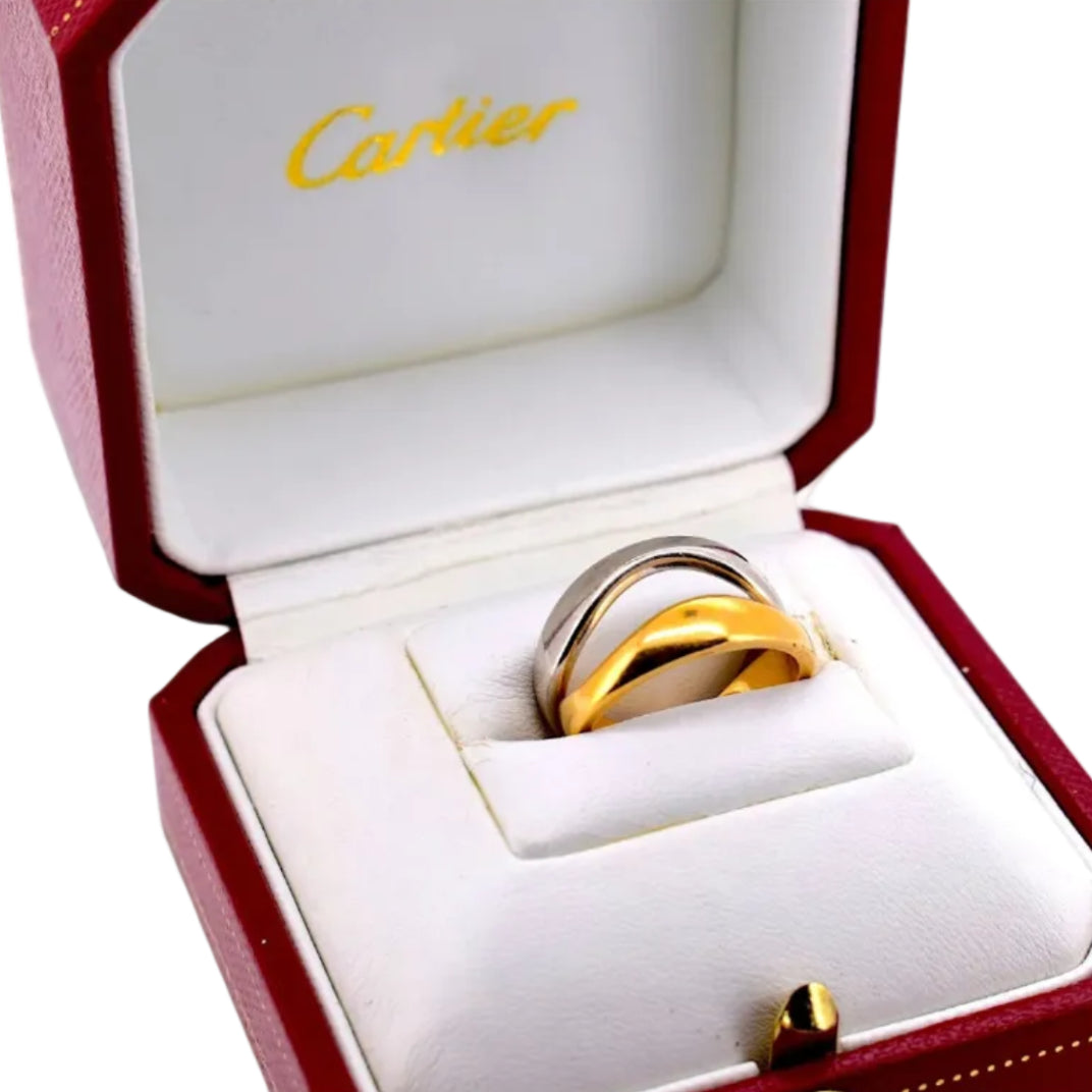 Bague Alliance CARTIER Nouvelle Vague en or blanc et or jaune