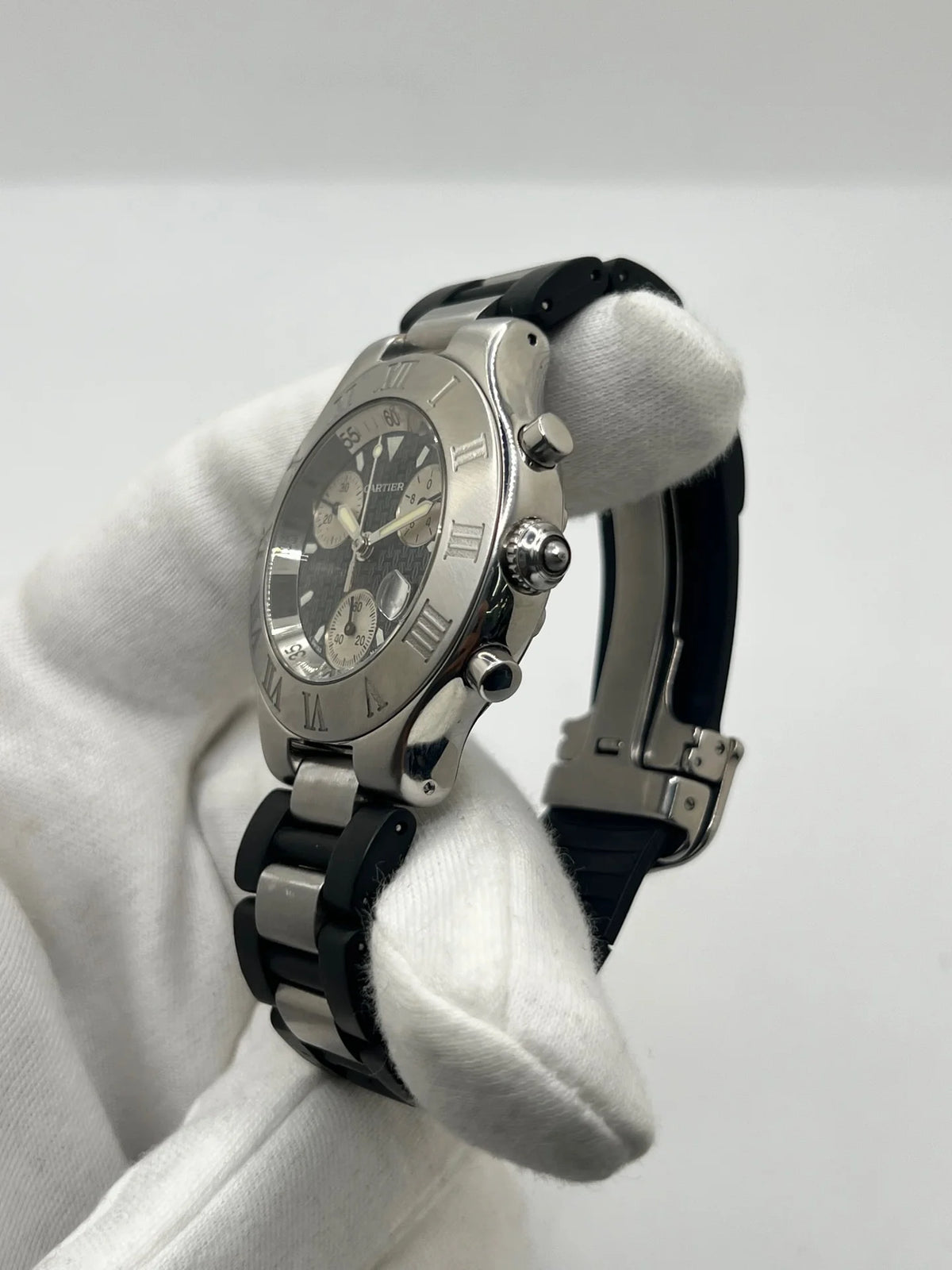 CARTIER "21 Chronoscaph" watch in stainless steel and rubber
