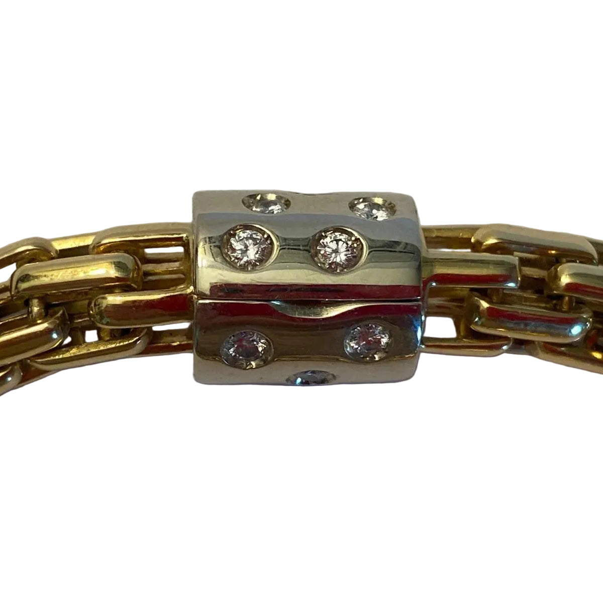 POMELLATO Link Bracelet in white gold, yellow gold, and diamonds