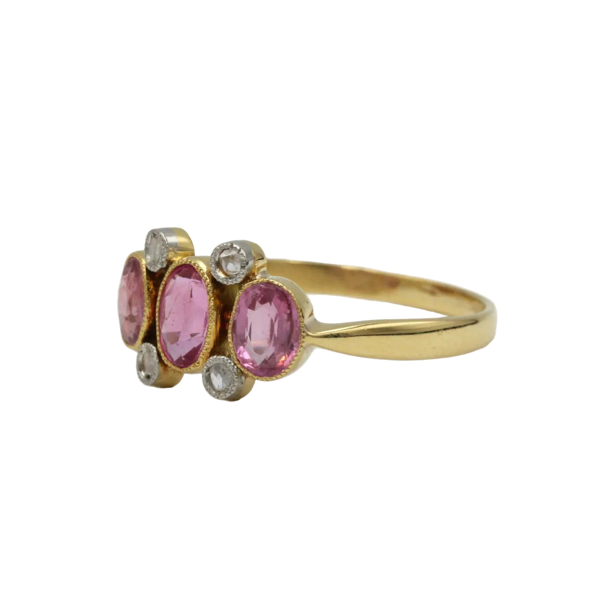 Bague Trilogie en or jaune, saphirs et diamants