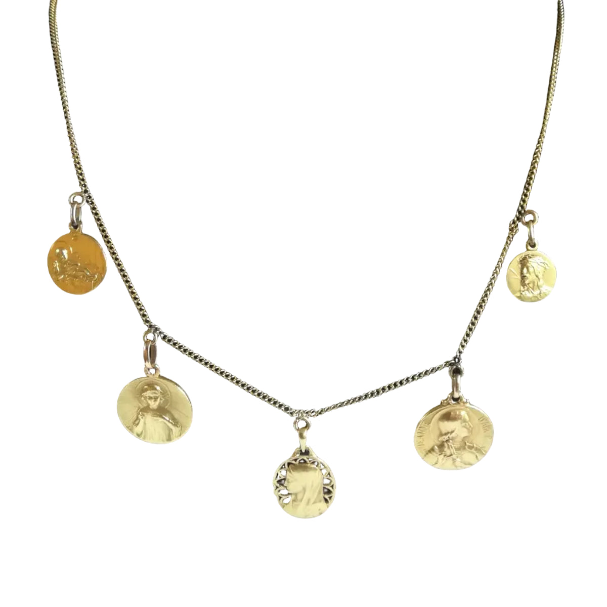 Yellow Gold Necklace with 5 Medals