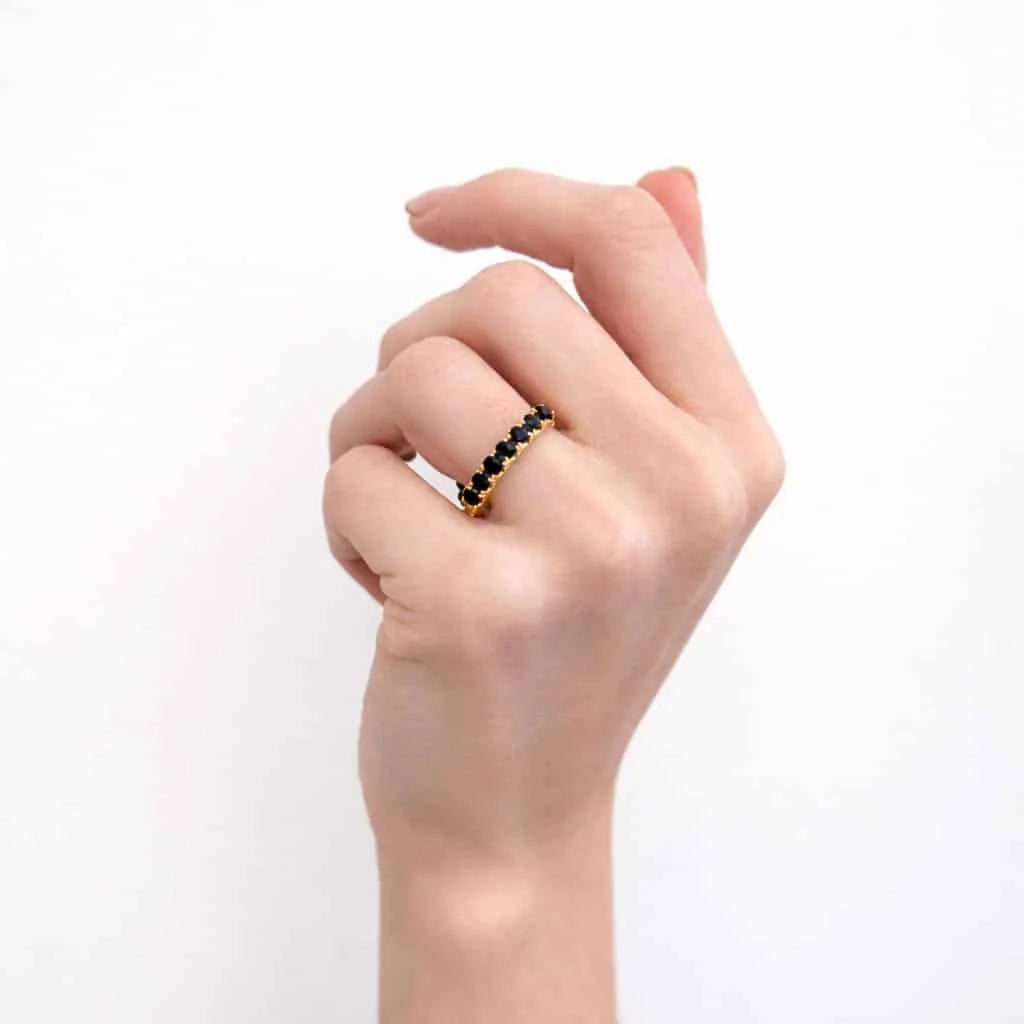 Yellow Gold Wedding Band with Sapphires