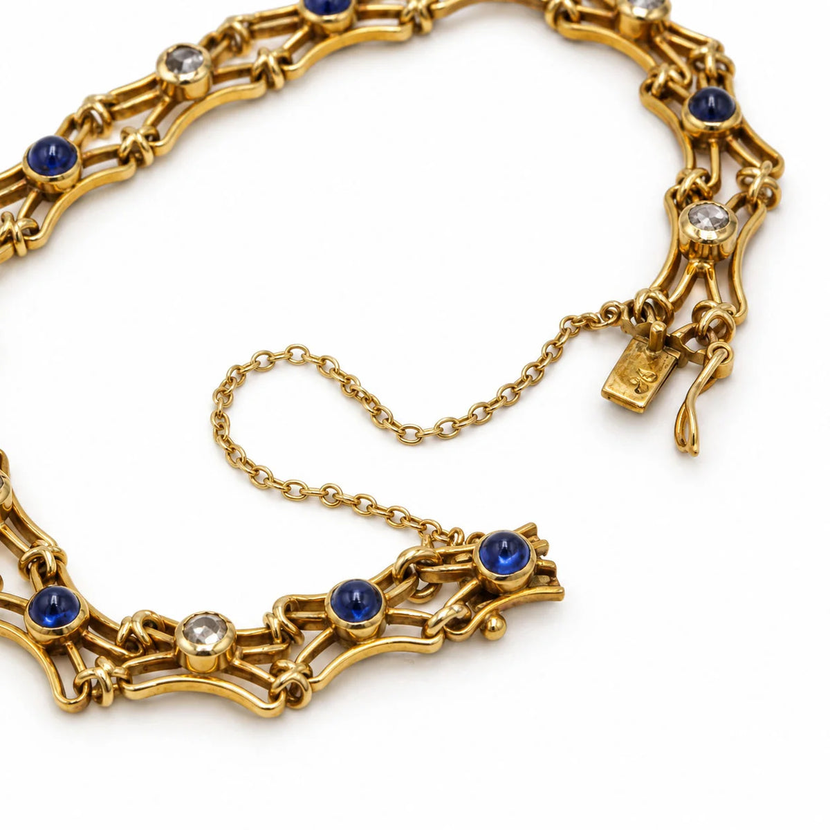 Bracelet Maille en or jaune, saphirs et diamants