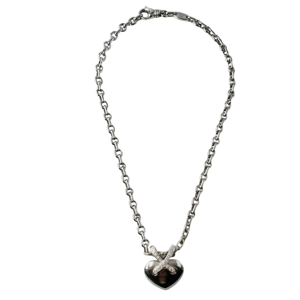 Collier Pendentif CHAUMET Coeur Liens en or blanc et diamants