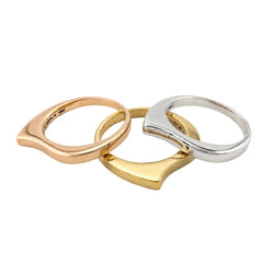 Rings in white gold, yellow gold, and rose gold