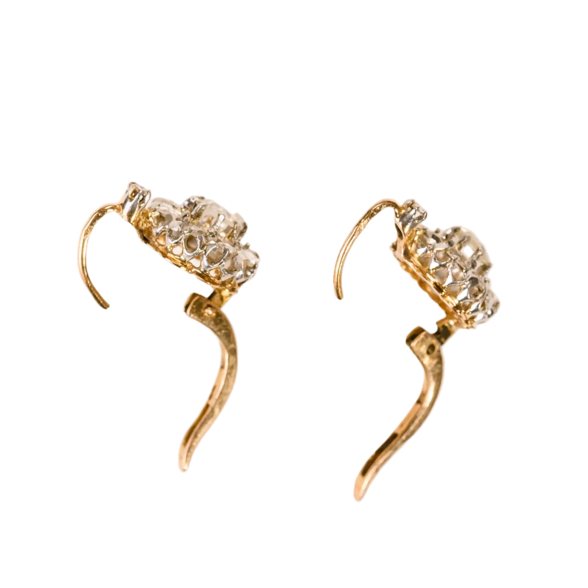 Rose gold, Platinum, and Diamond Lever-back Earrings