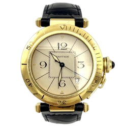 CARTIER "Pasha" Watch in Yellow Gold and Leather