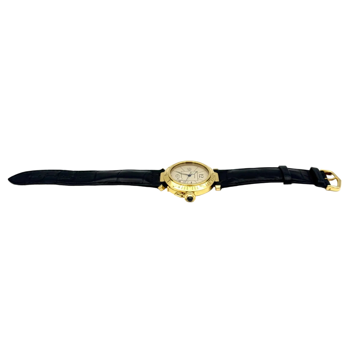 CARTIER "Pasha" Watch in Yellow Gold and Leather