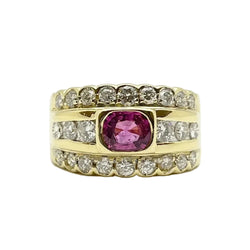 Band Ring in Yellow Gold, Rubies, and Diamonds