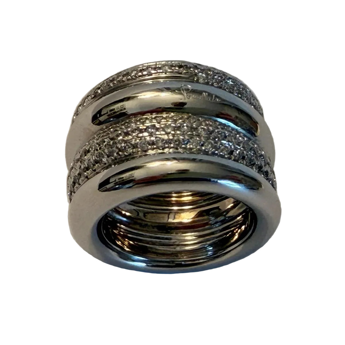 POMELLATO "Tubolare" Band Ring in white gold and diamonds