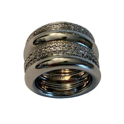 POMELLATO "Tubolare" Band Ring in white gold and diamonds