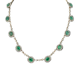 "Rivière" Necklace with Emeralds and Diamonds
