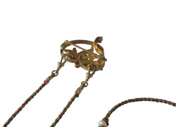 Art Nouveau Brooch Pendant with Rubies, Diamonds, and a Fine Pearl in 18-carat Rose Gold and Platinum