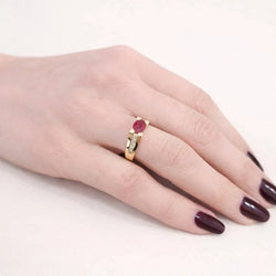 Yellow Gold Solitaire Ring with Ruby and Diamonds