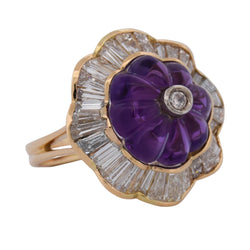 "Entourage" Ring in Yellow Gold, Amethyst, and Diamonds