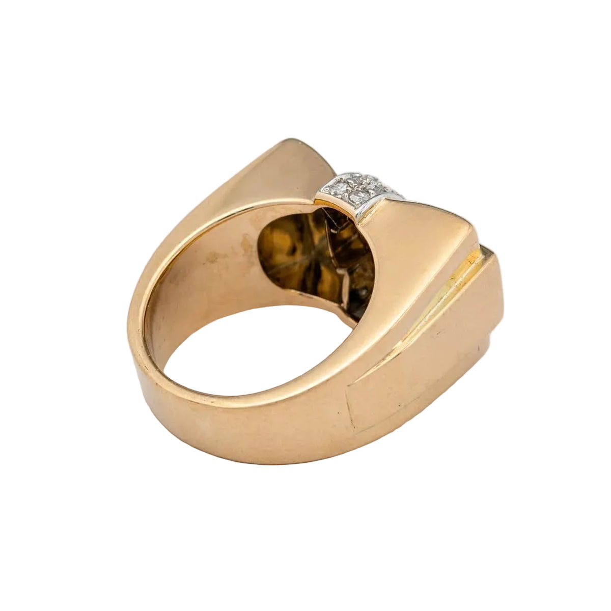 Tank Ring in White gold, Yellow gold, and Diamonds